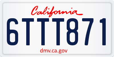 CA license plate 6TTT871