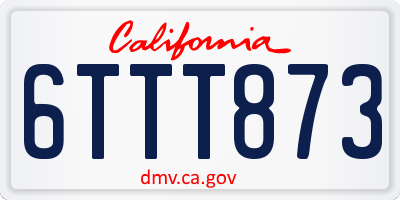 CA license plate 6TTT873