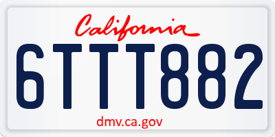 CA license plate 6TTT882