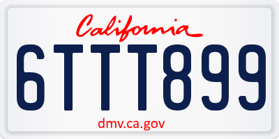 CA license plate 6TTT899