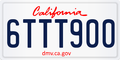 CA license plate 6TTT900
