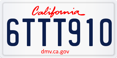 CA license plate 6TTT910