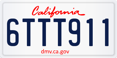 CA license plate 6TTT911