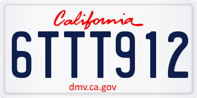 CA license plate 6TTT912