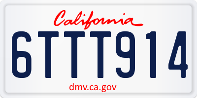 CA license plate 6TTT914