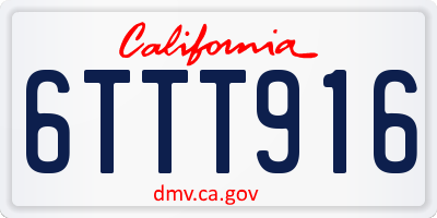 CA license plate 6TTT916