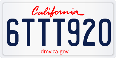 CA license plate 6TTT920