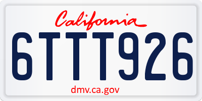 CA license plate 6TTT926