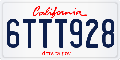 CA license plate 6TTT928