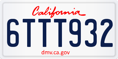 CA license plate 6TTT932