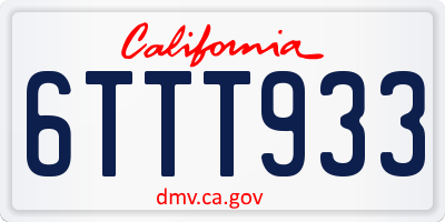 CA license plate 6TTT933