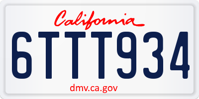 CA license plate 6TTT934