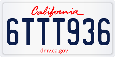 CA license plate 6TTT936