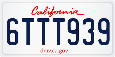 CA license plate 6TTT939