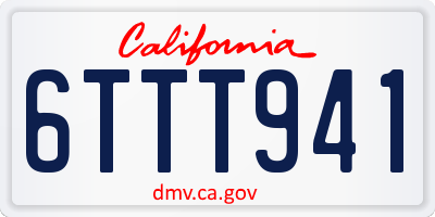 CA license plate 6TTT941
