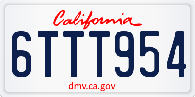 CA license plate 6TTT954