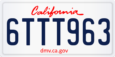 CA license plate 6TTT963