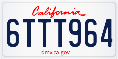 CA license plate 6TTT964