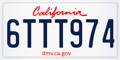 CA license plate 6TTT974