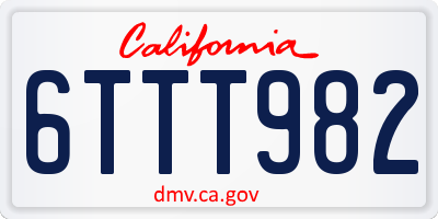 CA license plate 6TTT982