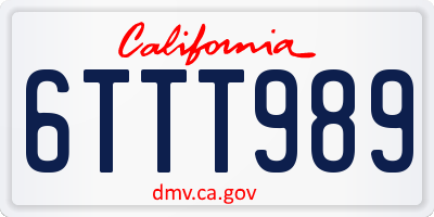 CA license plate 6TTT989