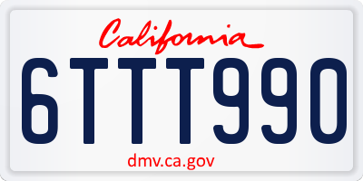 CA license plate 6TTT990