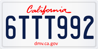 CA license plate 6TTT992