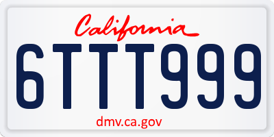 CA license plate 6TTT999