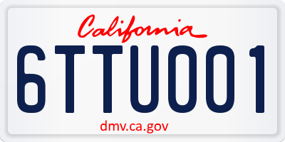 CA license plate 6TTU001