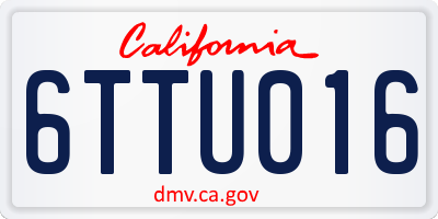 CA license plate 6TTU016
