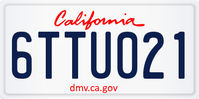 CA license plate 6TTU021