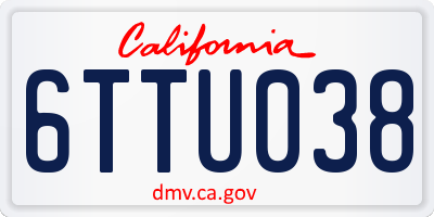 CA license plate 6TTU038