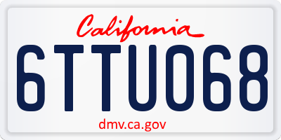 CA license plate 6TTU068