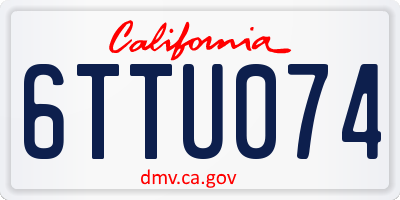 CA license plate 6TTU074