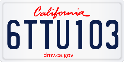 CA license plate 6TTU103