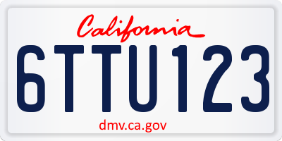 CA license plate 6TTU123