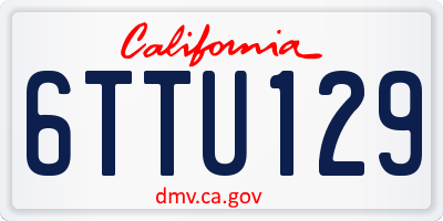 CA license plate 6TTU129
