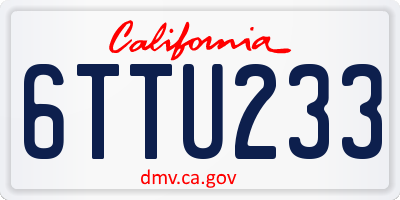 CA license plate 6TTU233