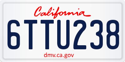 CA license plate 6TTU238