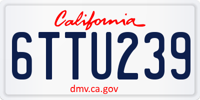 CA license plate 6TTU239