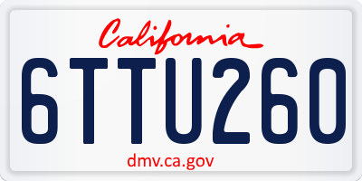 CA license plate 6TTU260