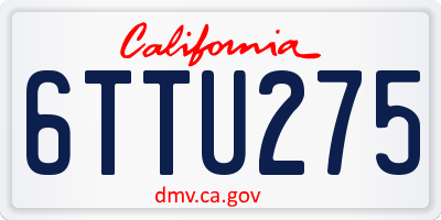 CA license plate 6TTU275