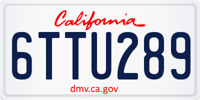 CA license plate 6TTU289