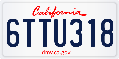 CA license plate 6TTU318
