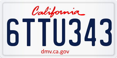 CA license plate 6TTU343