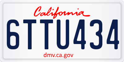 CA license plate 6TTU434
