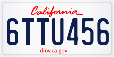 CA license plate 6TTU456