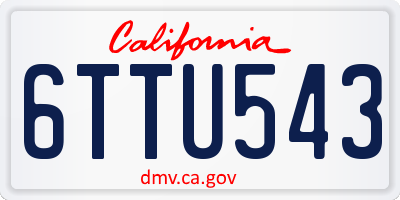CA license plate 6TTU543