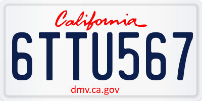 CA license plate 6TTU567