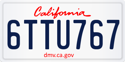 CA license plate 6TTU767